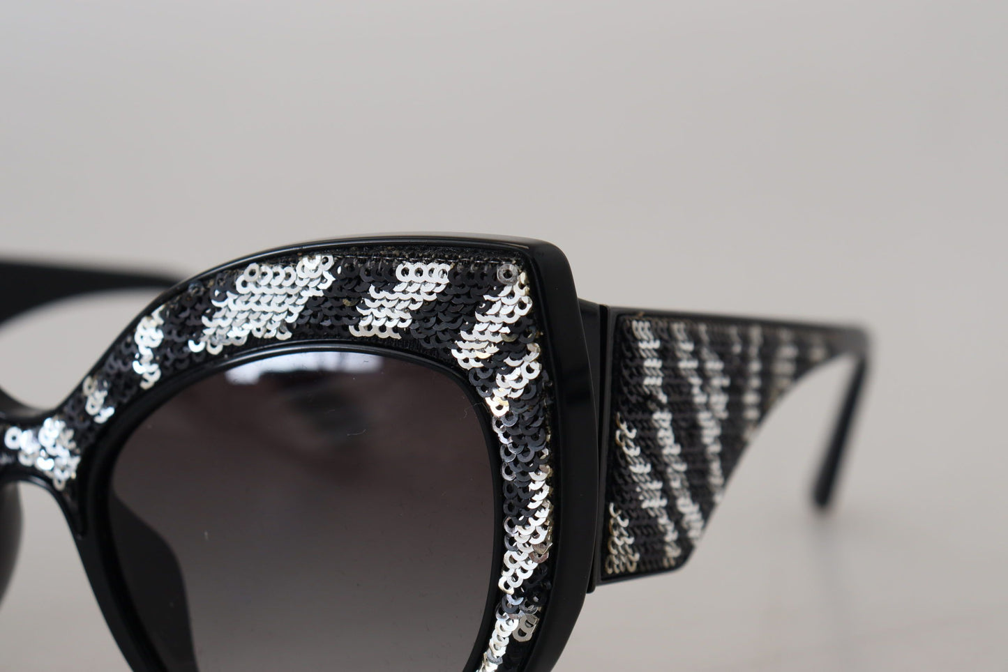 Elegant Black and Silver Sequined Butterfly Sunglasses