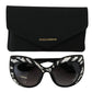 Elegant Black and Silver Sequined Butterfly Sunglasses