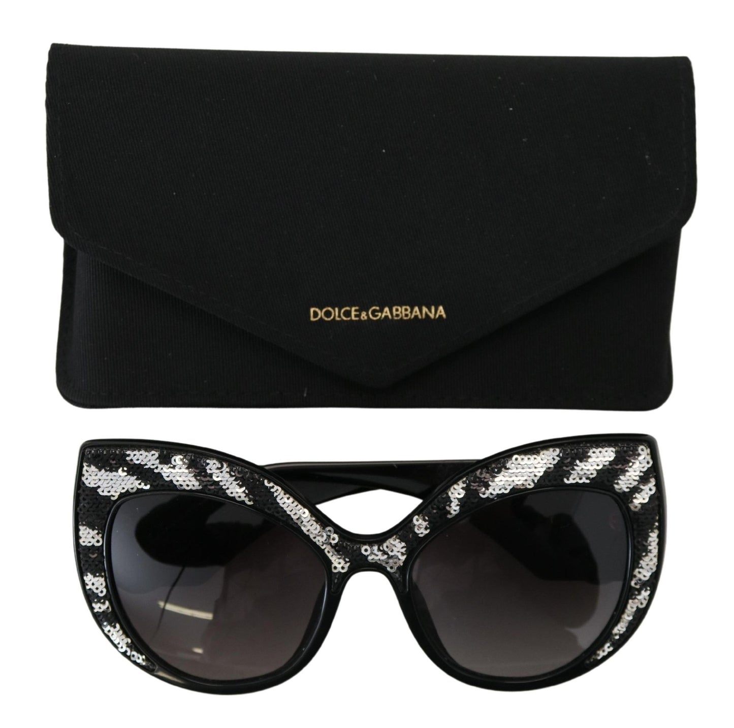 Elegant Black and Silver Sequined Butterfly Sunglasses