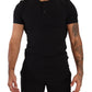 Elegant Black Cotton Henley T-Shirt