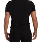 Elegant Black Cotton Henley T-Shirt
