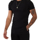 Elegant Black Cotton Henley T-Shirt