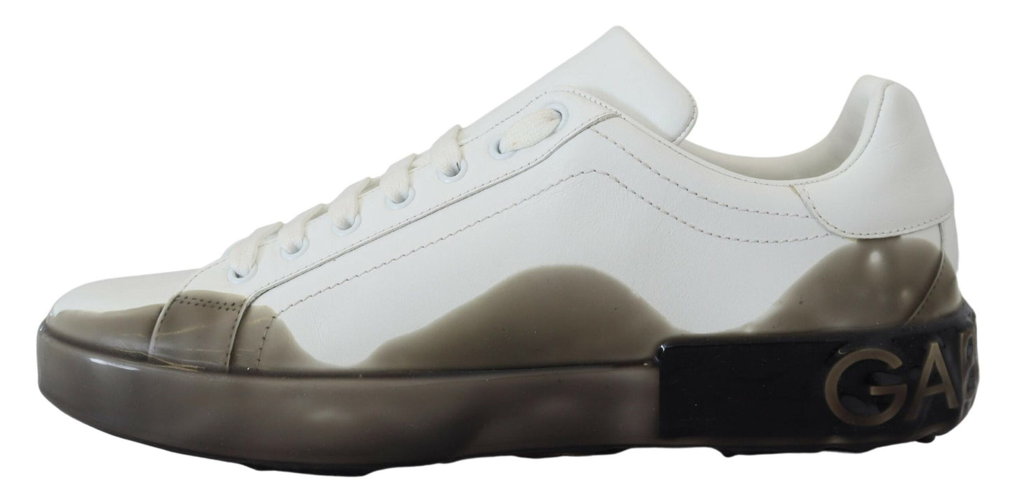 Elegant White Low Top Leather Sneakers