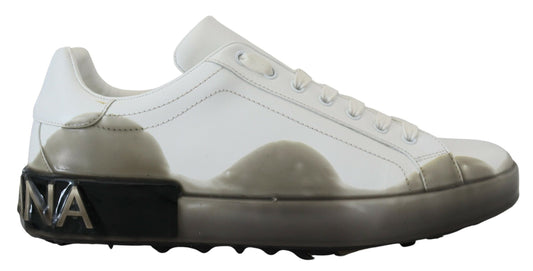 Elegant White Low Top Leather Sneakers