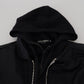 Sleek Black Hooded Bomber Jacket