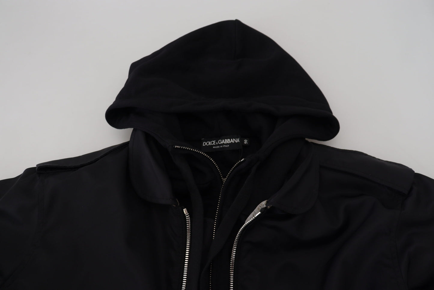 Sleek Black Hooded Bomber Jacket