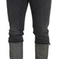 Gray Cotton Checkered Leg Men Denim Jeans