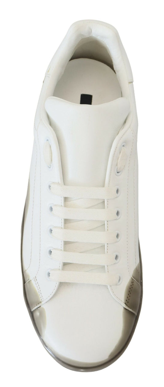 Elegant White Low Top Leather Sneakers