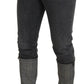 Gray Cotton Checkered Leg Men Denim Jeans