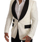 Elegant White Dot Pattern Slim Fit Blazer