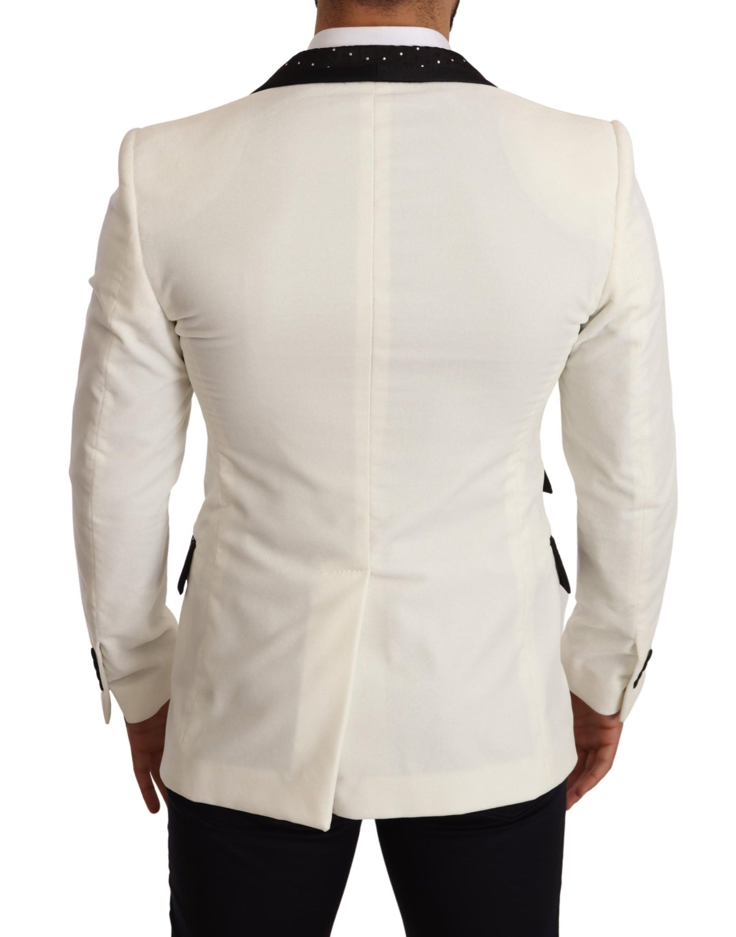 Elegant White Dot Pattern Slim Fit Blazer