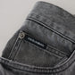 Gray Cotton Checkered Leg Men Denim Jeans