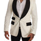 Elegant White Dot Pattern Slim Fit Blazer