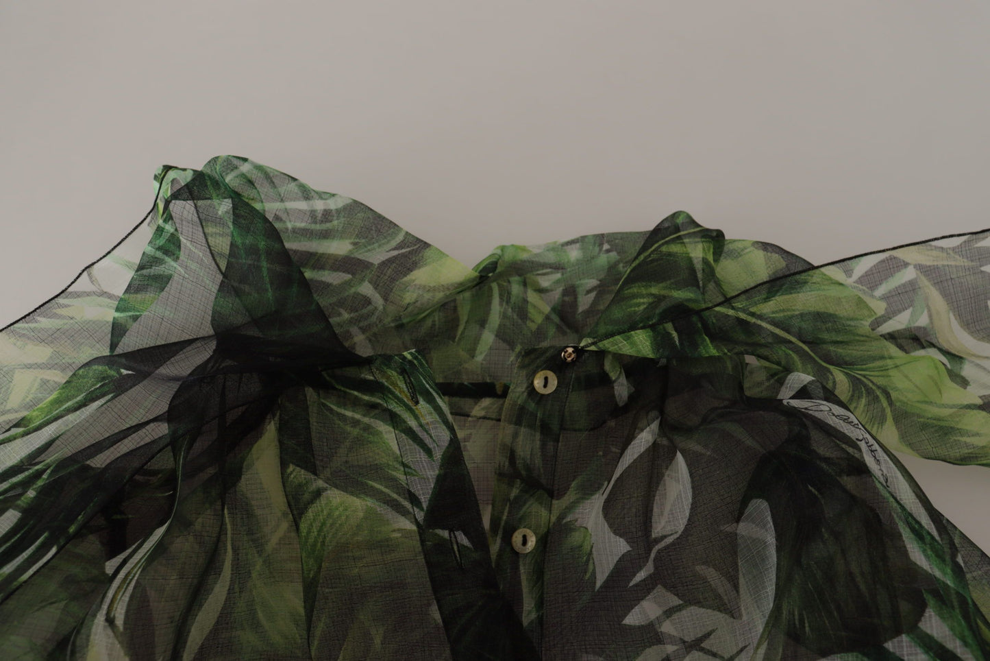 Elegant Green Banana Leaf Silk Blouse Top