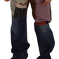 Multicolor Silk Patchwork Men Denim Jeans