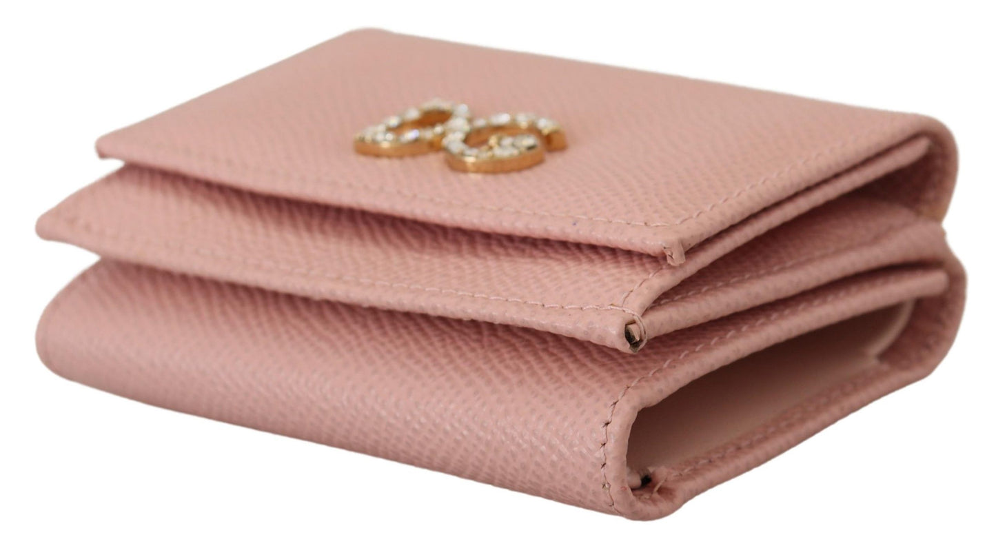 Elegant Pink Leather French Flap Wallet