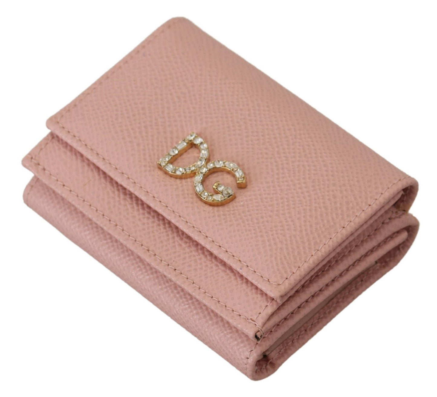 Elegant Pink Leather French Flap Wallet