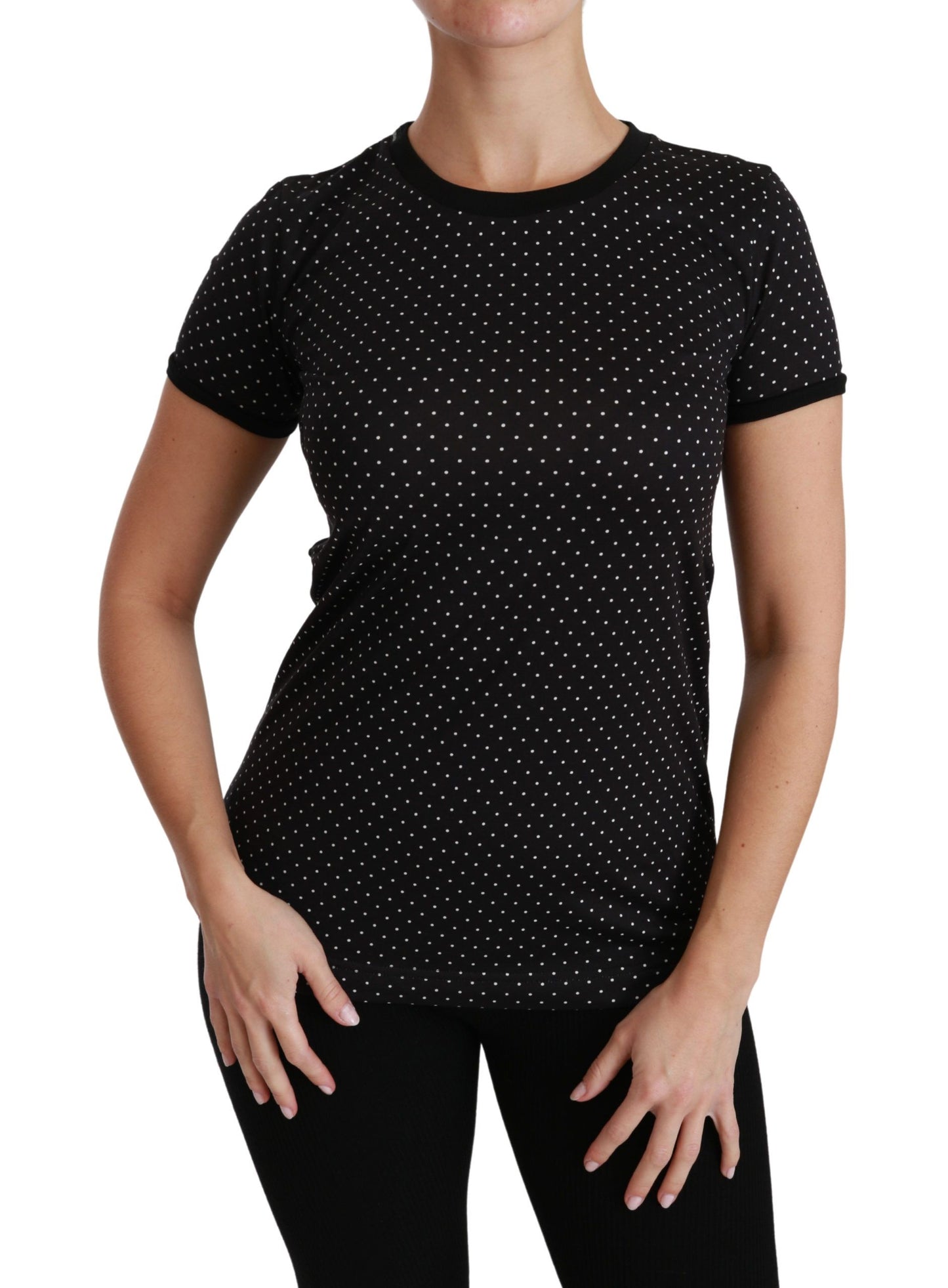 Elegant Black Dotted Cotton Dolce Top