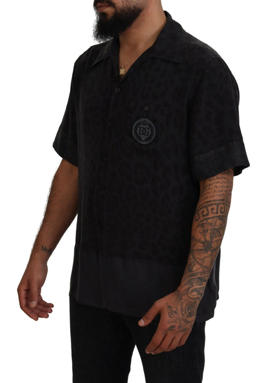 Elegant Silk Black Casual Shirt