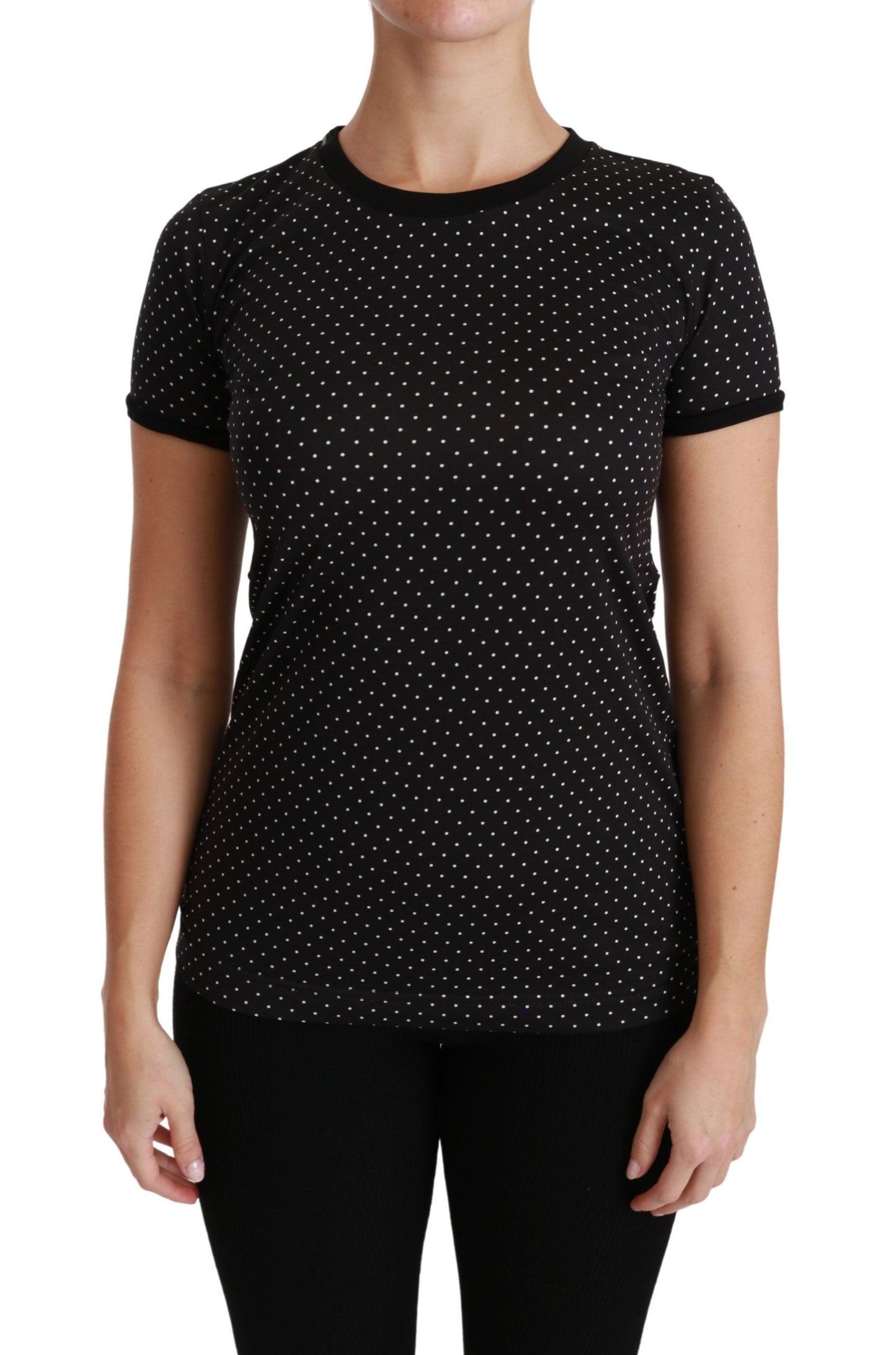 Elegant Black Dotted Cotton Dolce Top