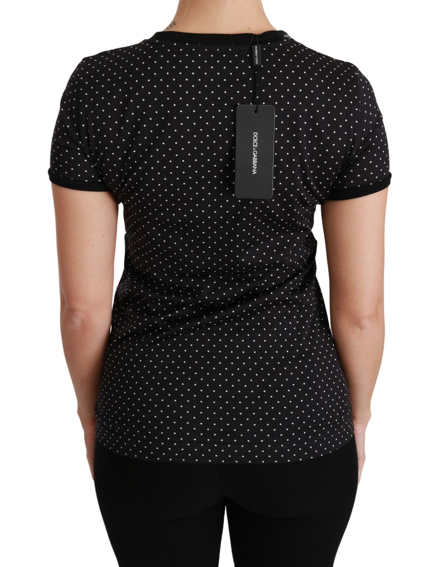 Elegant Black Dotted Cotton Dolce Top