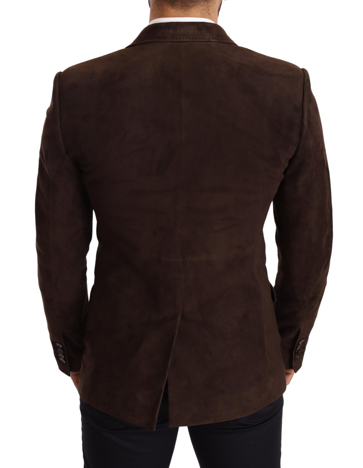 Elegant Brown Velvet Goatskin Blazer