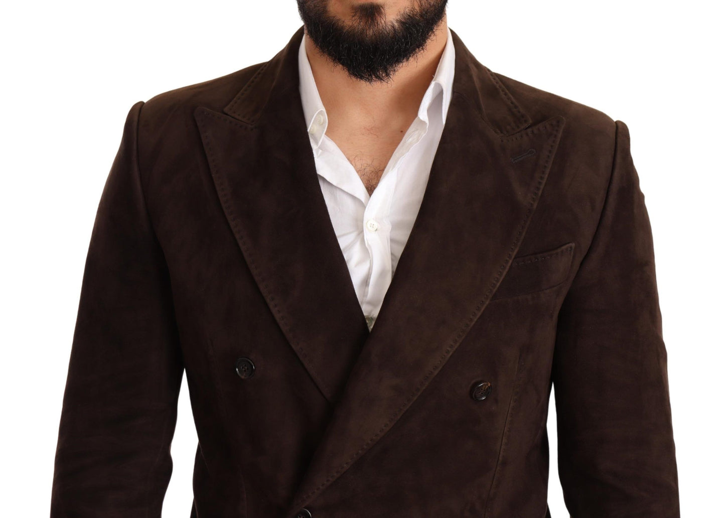 Elegant Brown Velvet Goatskin Blazer