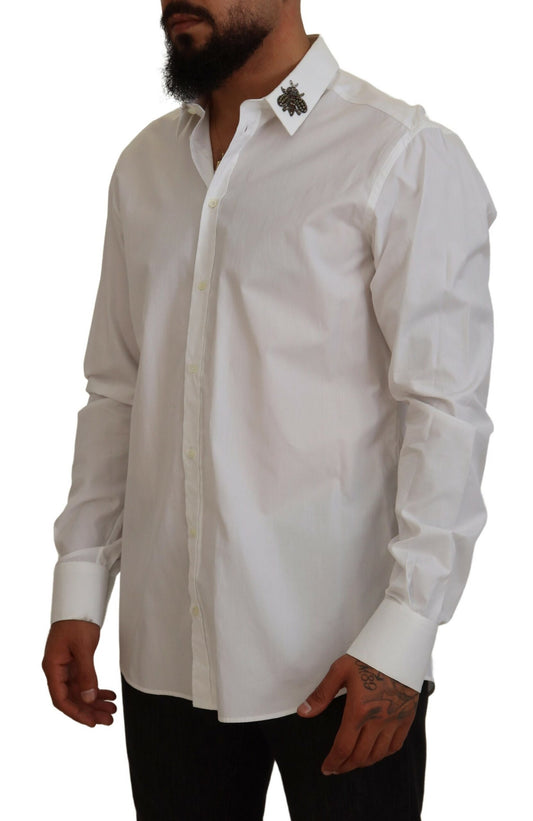 Elegant Embellished White Cotton Shirt