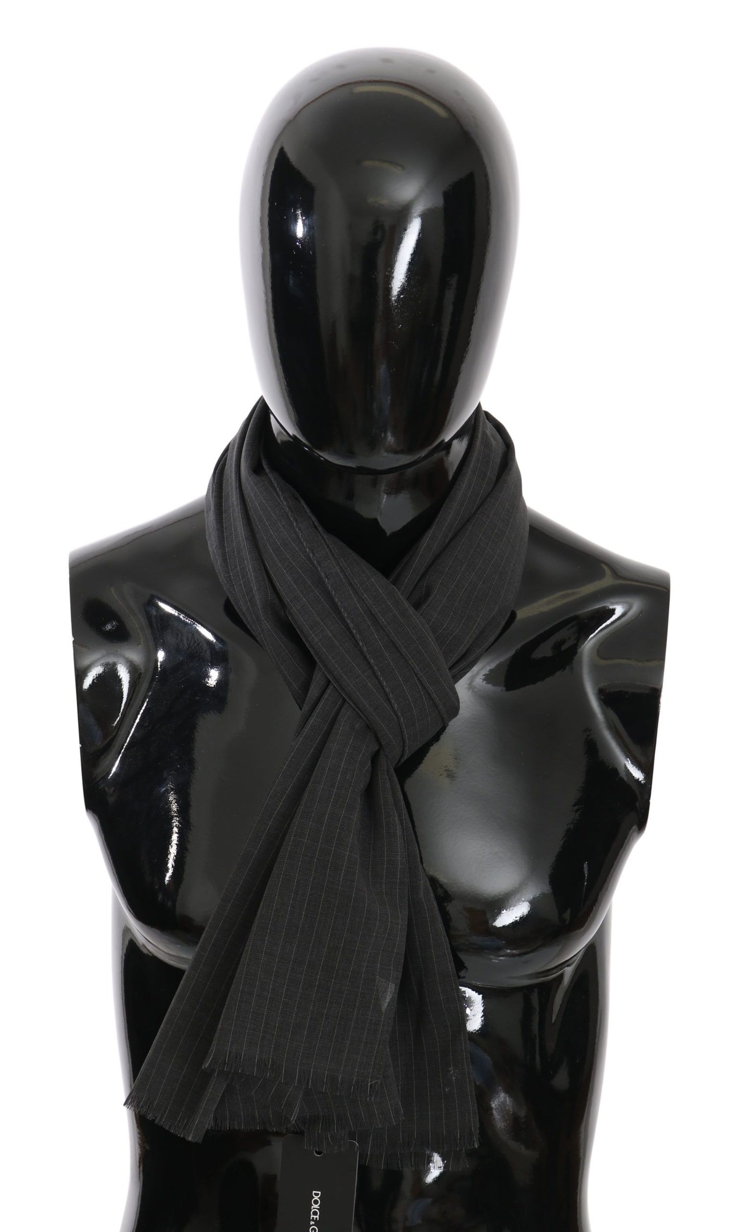 Elegant Gray Striped Silk Scarf for Men