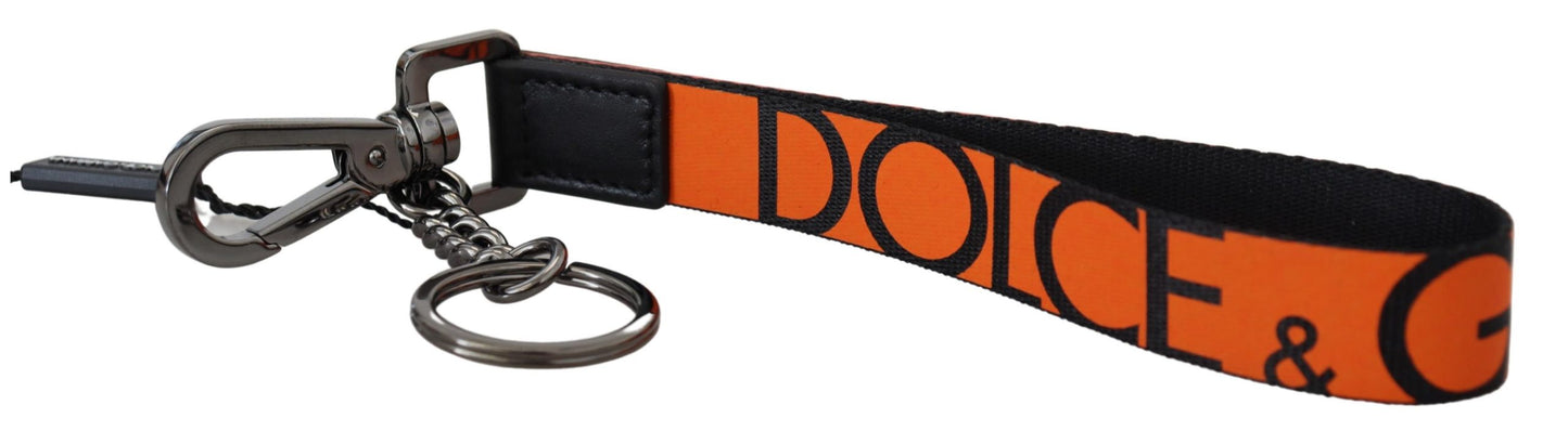 Chic Orange Keychain with Brass Details