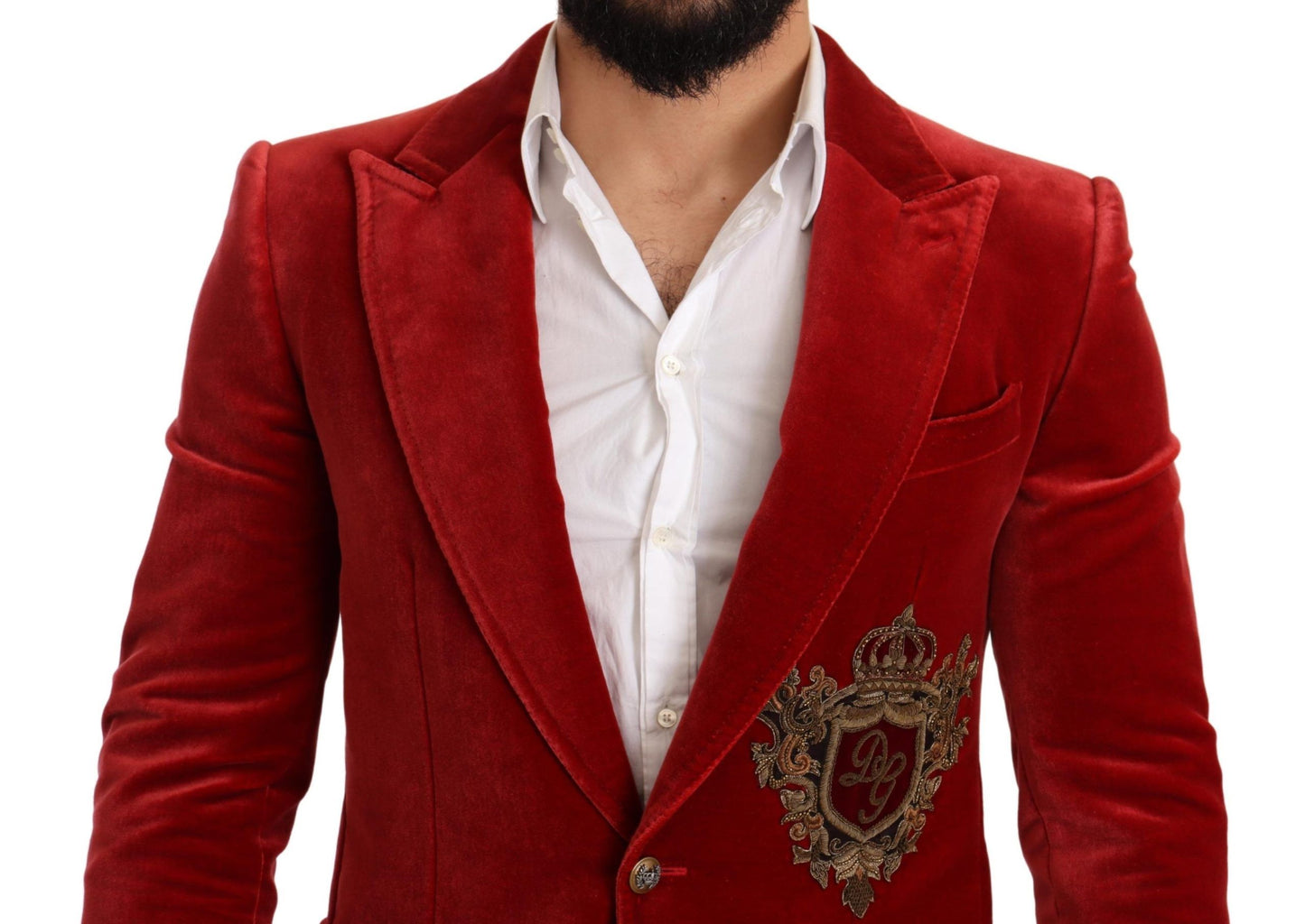 Chic Red Silk-Cotton Blend Formal Blazer