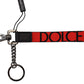 Chic Red Nylon-Leather Keychain