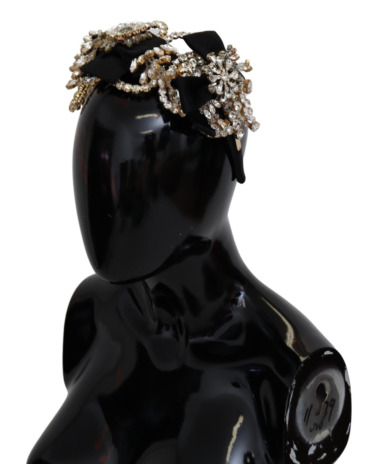 Elegant Silk Crystal Diadem - Gold & Black