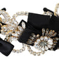 Elegant Silk Crystal Diadem - Gold & Black