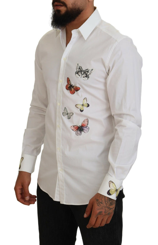 Elegant Butterfly Print Dress Shirt