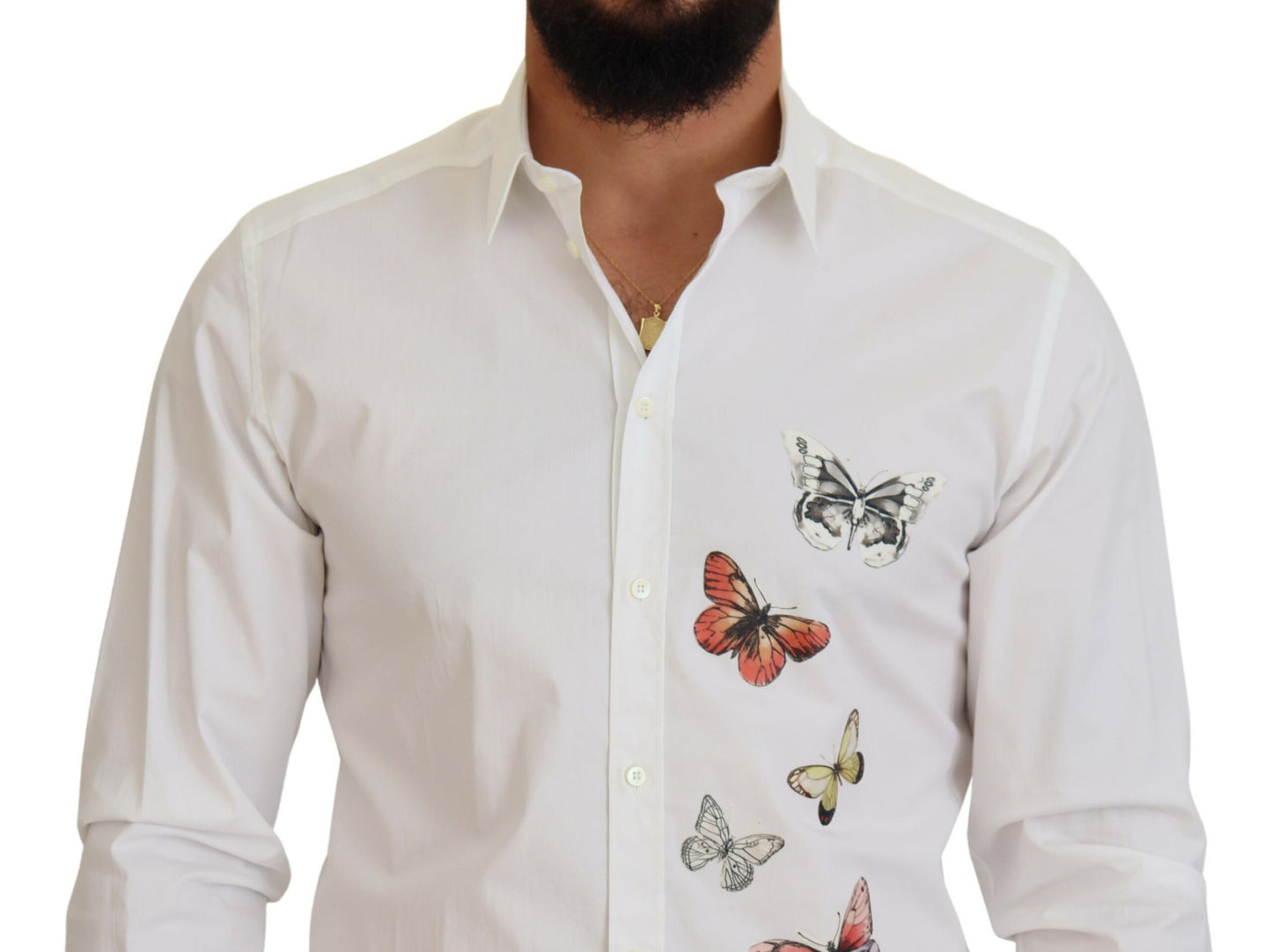 Elegant Butterfly Print Dress Shirt