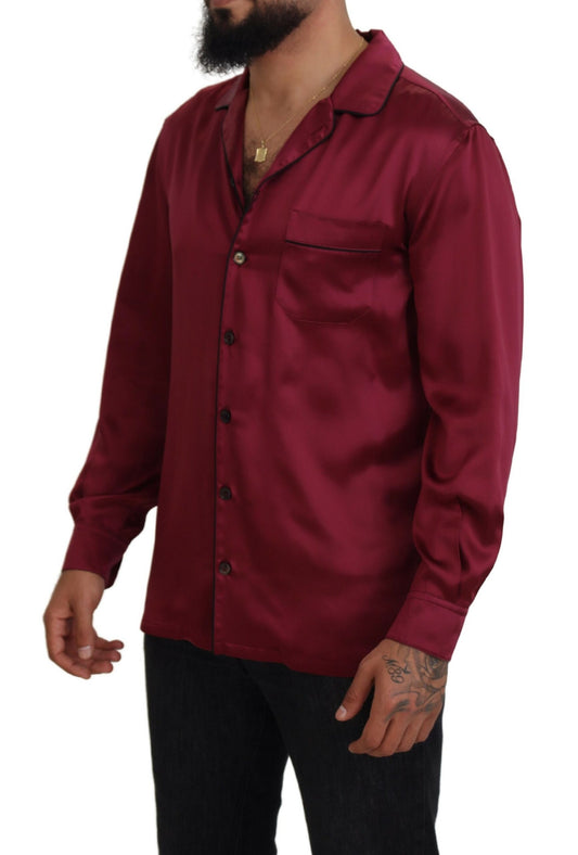 Elegant Silk Pajama Top in Bordeaux