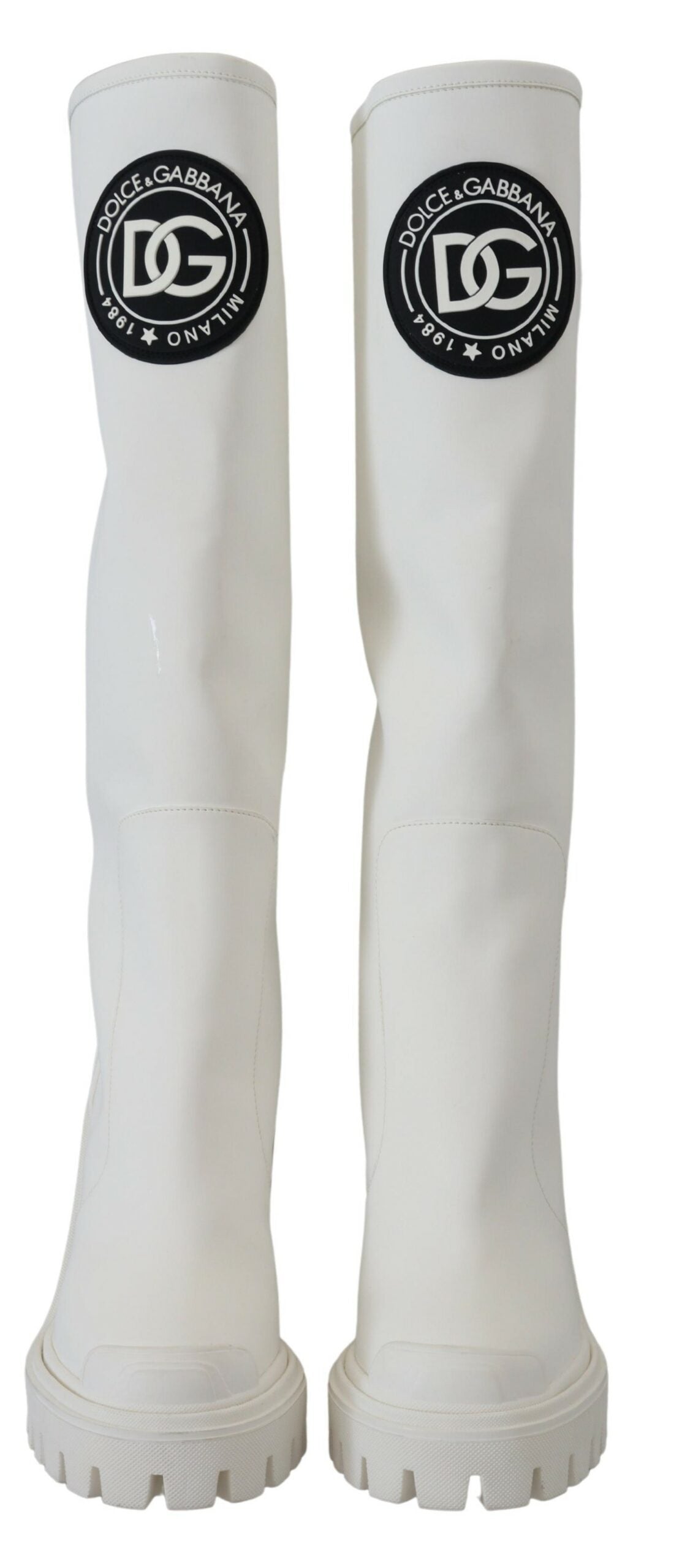 Elegant White Leather Knee Boots