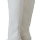 Elegant White Leather Knee Boots