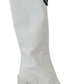 Elegant White Leather Knee Boots