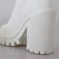 Elegant White Leather Knee Boots