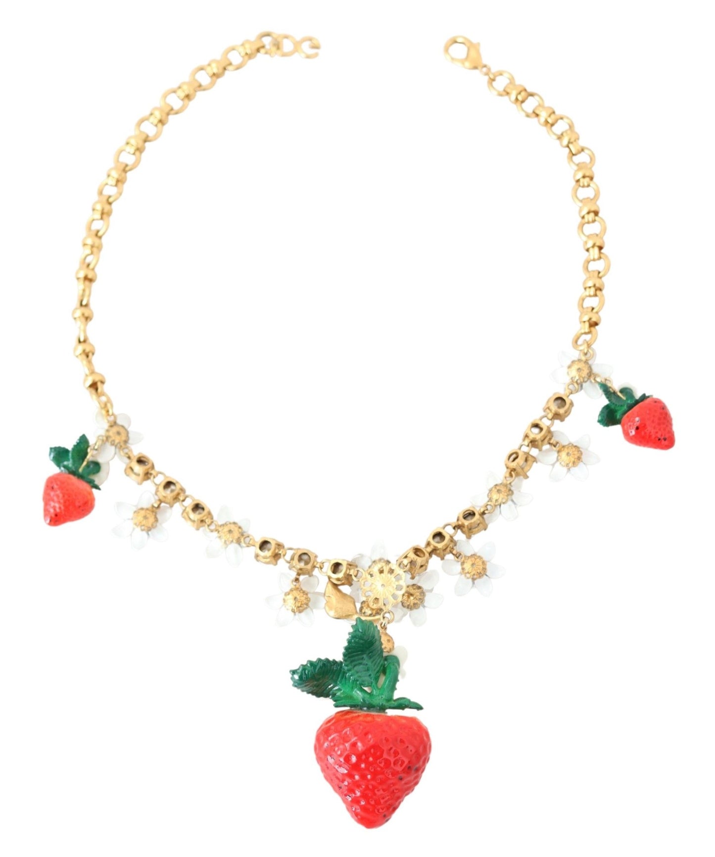 Elegant Gold Strawberry Charm Necklace