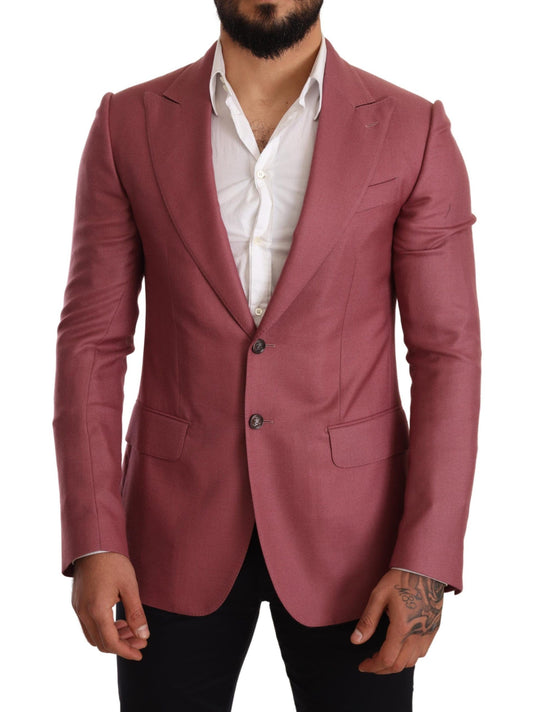 Elegant Pink Cashmere Silk Men's Blazer