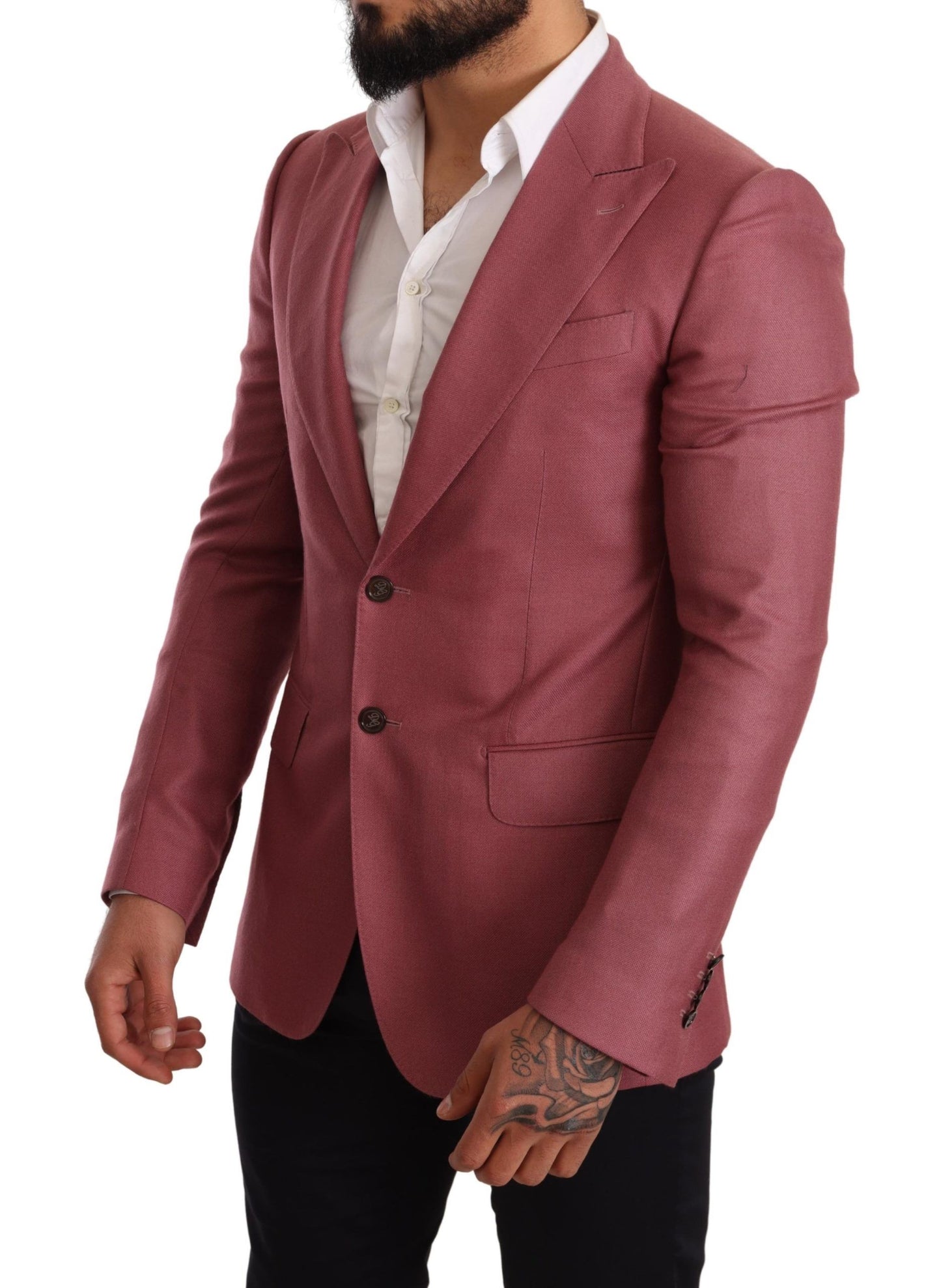 Elegant Pink Cashmere Silk Men's Blazer