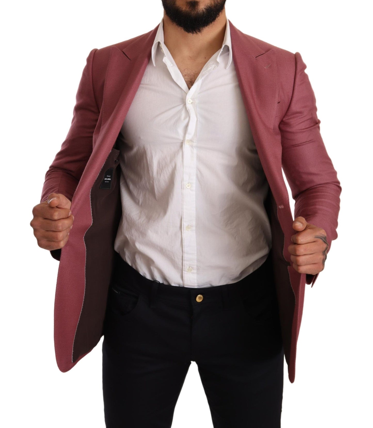 Elegant Pink Cashmere Silk Men's Blazer