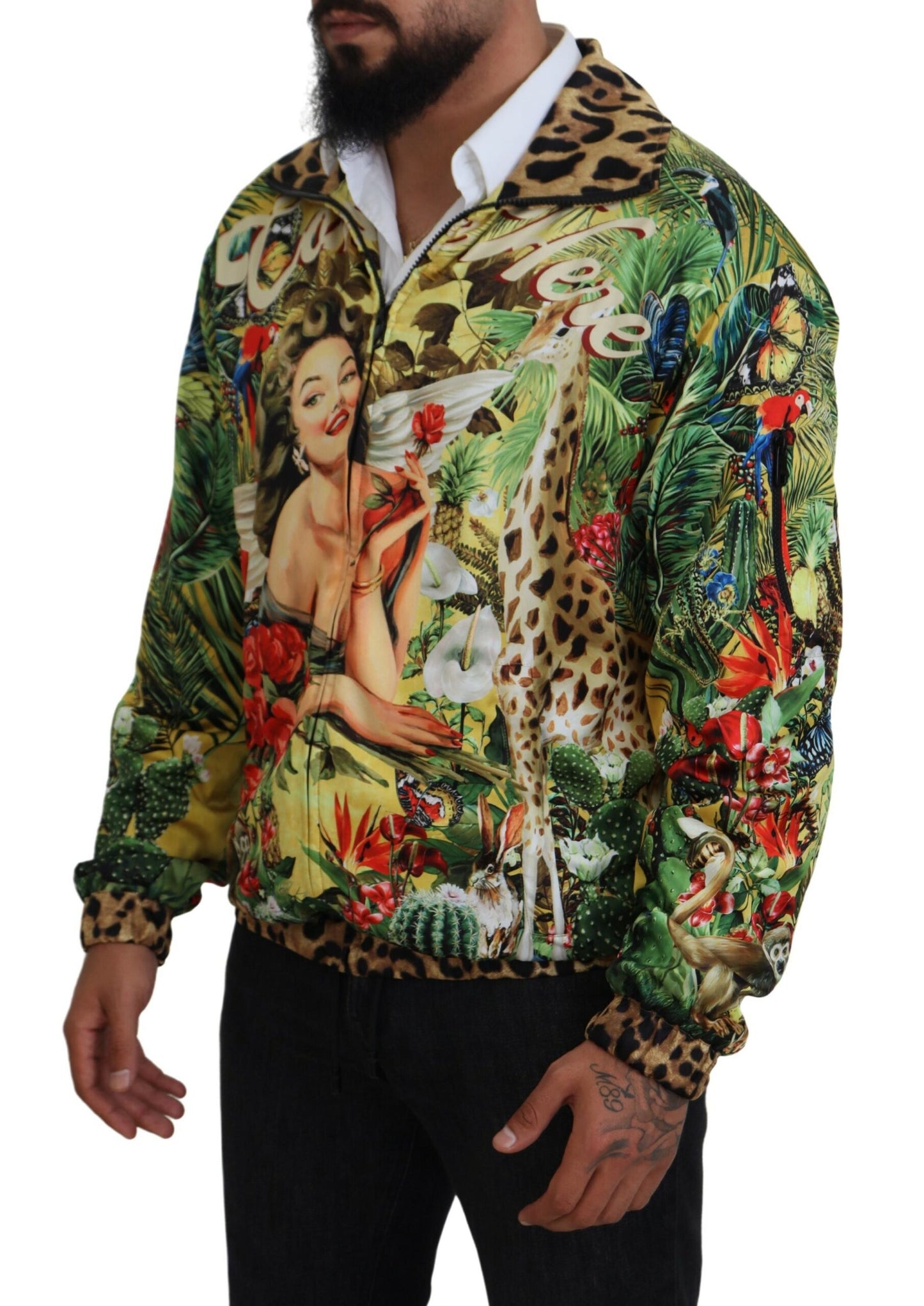 Tropical Print Zip Cardigan Jacket