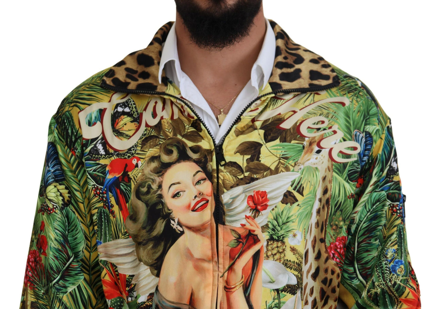 Tropical Print Zip Cardigan Jacket