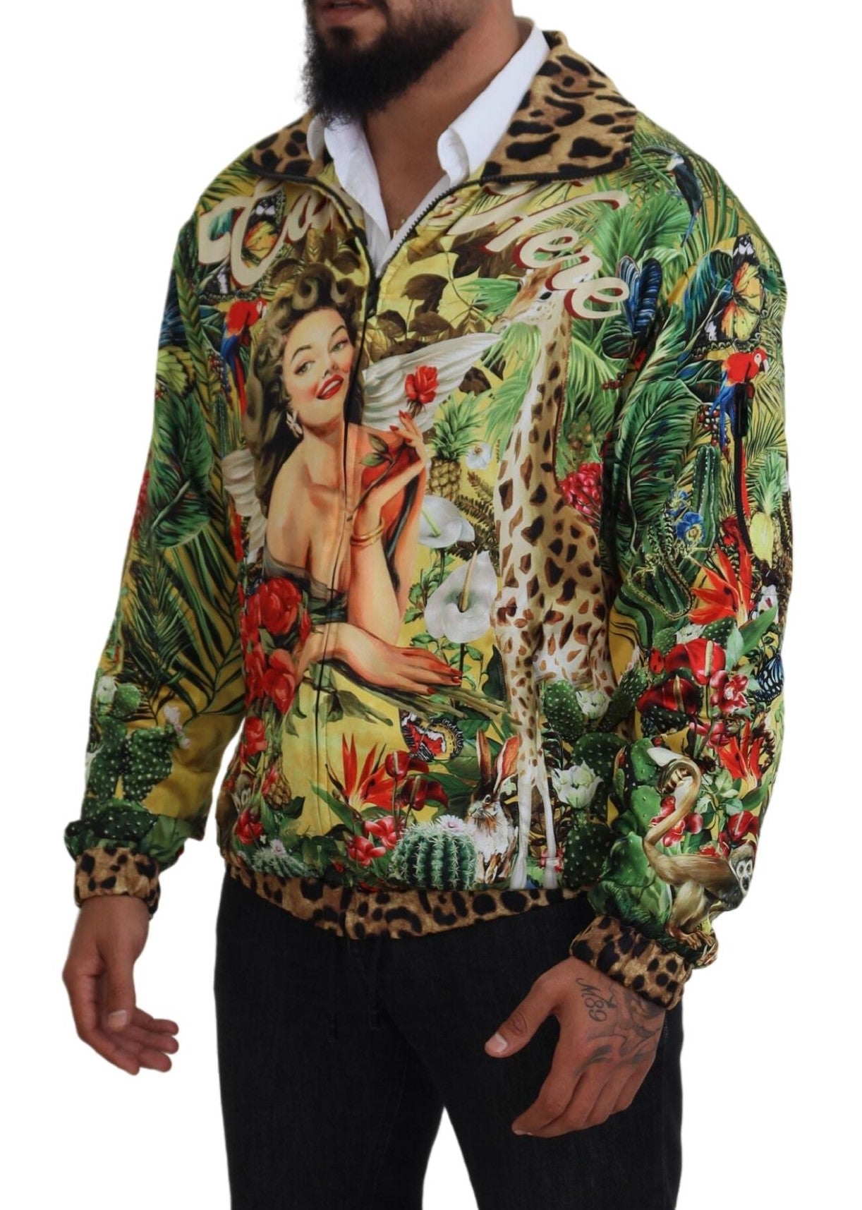 Tropical Print Zip Cardigan Jacket