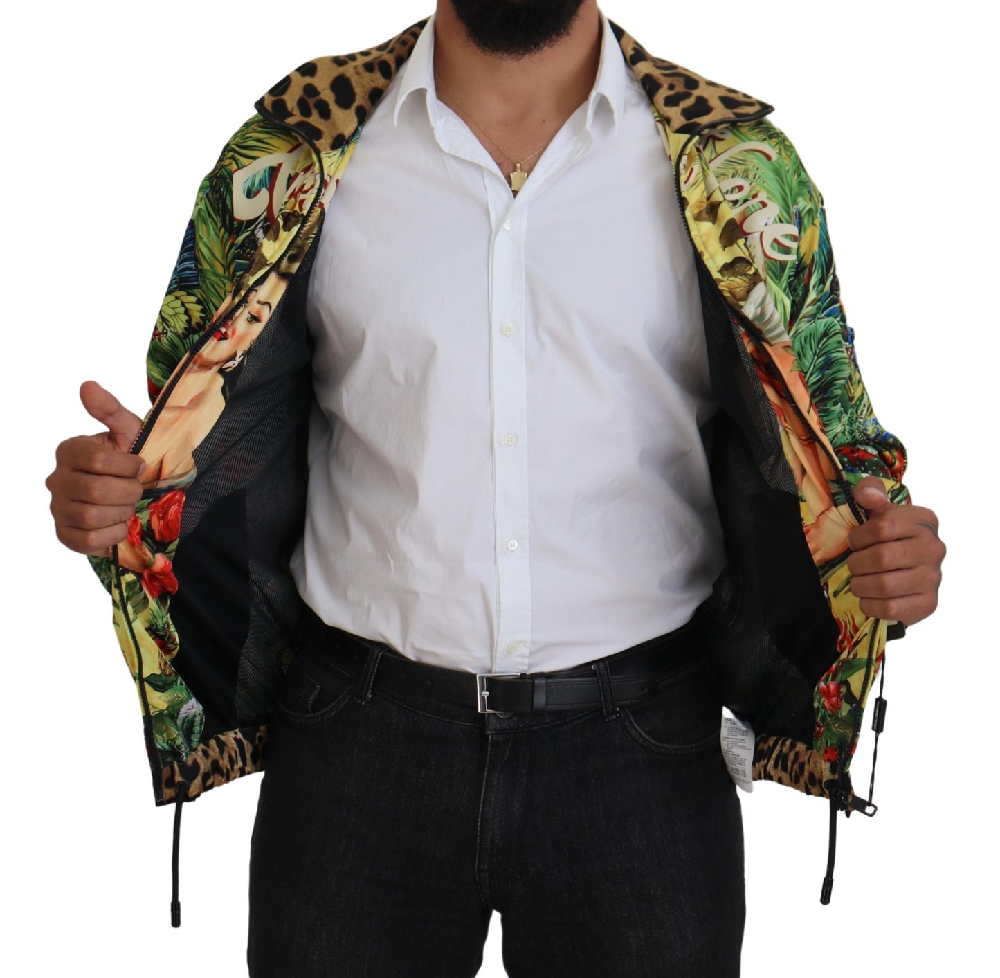 Tropical Print Zip Cardigan Jacket