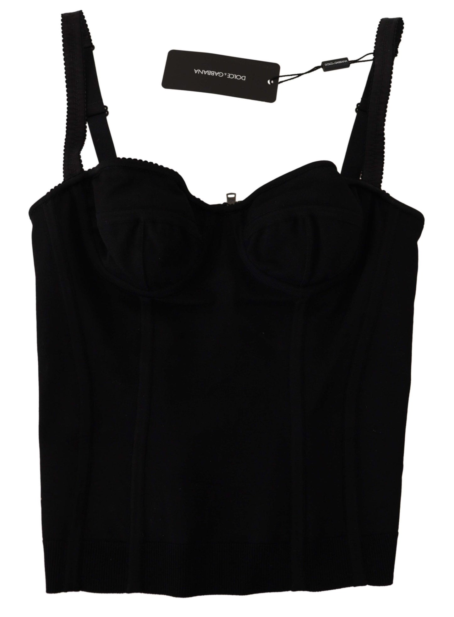 Sleek Black Mesh Sleeveless Corset Top